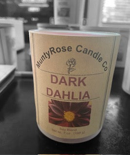 Dark Dahlia - Powder Room Mini- 7 oz Frosted Glass Candle Jar with Wood Top