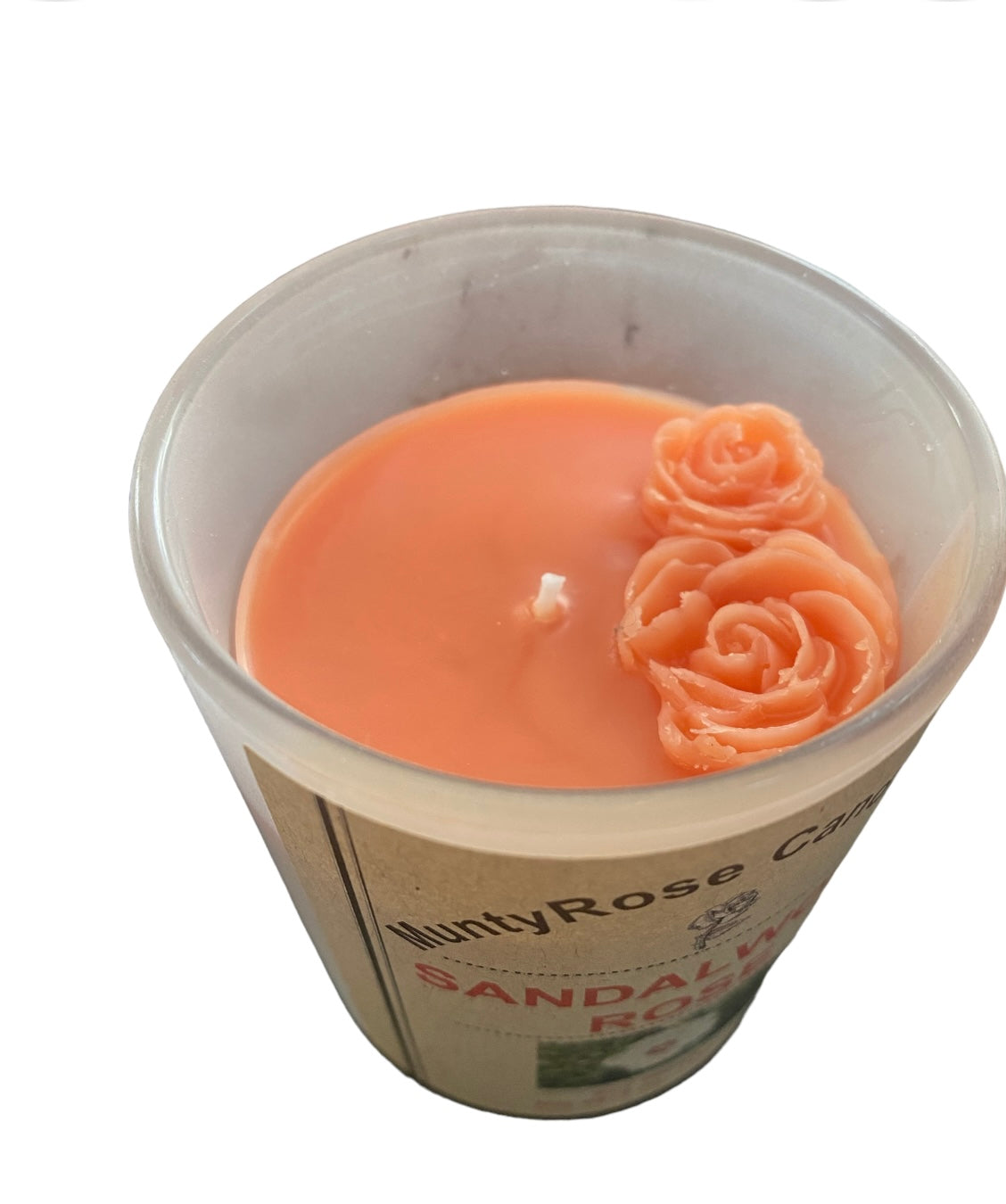 Sandalwood Rose -Powder Room Mini - 7 oz Frosted Glass Candle Jar with Wood Top