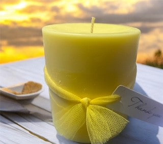 Sea Salt and Orchid - Scented Pillar Candle - Yellow