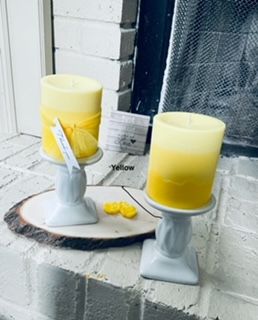 Sea Salt and Orchid - Scented Pillar Candle - Yellow